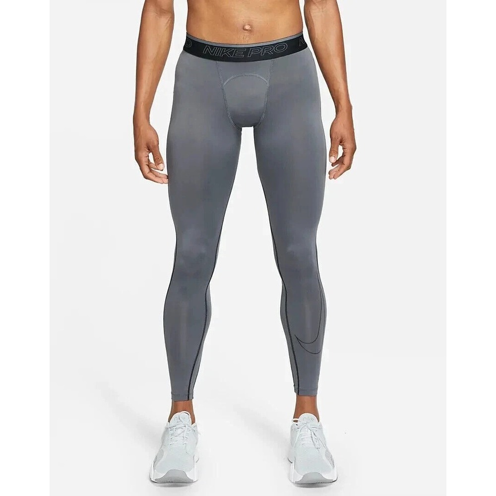 Nike Men's‎ Pro Full Length Grey Dri-FIT Training Tights DD1913-068 Small NEW